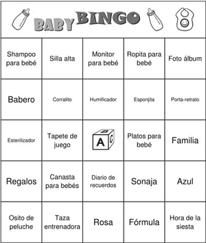 Baby Shower Bingo A Color Y En Blanco Y Negro Baby Shower Bingo