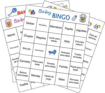 Cartones Bingo para Baby Showers 