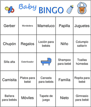 Tarjeta de muestra: Baby Shower Bingo Niños